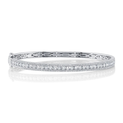 14K White Gold 1.66 Carat Total Weight Diamond Bangle - Queen May