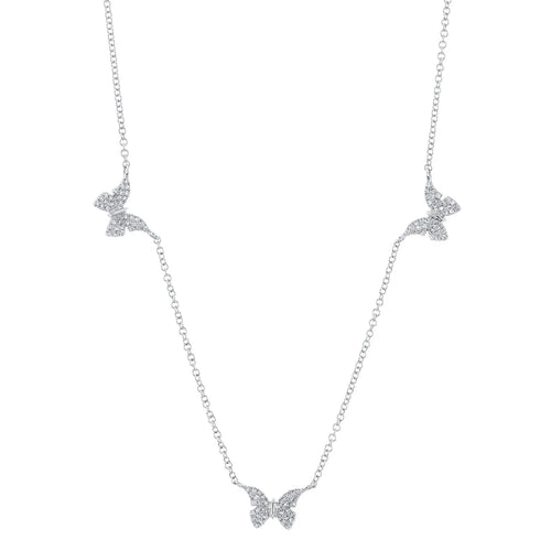 14K White Gold 0.23 Carat Total Weight Diamond Butterfly Necklace - Queen May