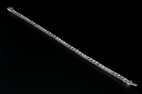Art Deco Platinum 3.5 Carat French Cut Sapphire & Diamond Tennis Bracelet - Queen May
