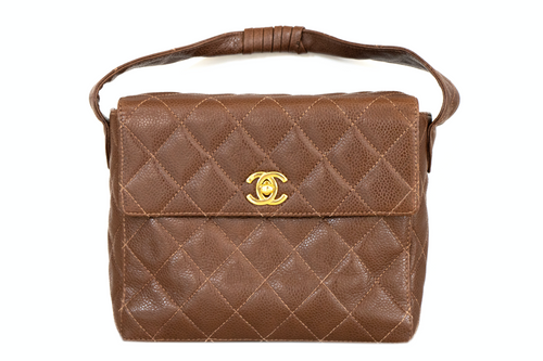 Chanel Vintage Brown Caviar Mini Handle Bag - Queen May