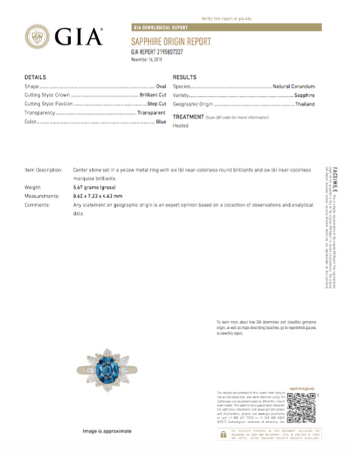 Modern 14K Yellow Gold GIA Certified 2.5 Carat Natural Sapphire and Diamond Halo Ring - Queen May