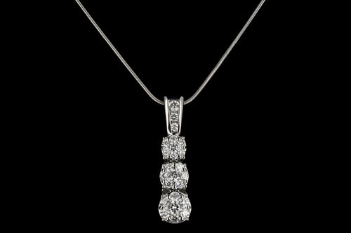 Modern 14K White Gold Past Present Future Pave Set 1 CTW Diamond Necklace - Queen May