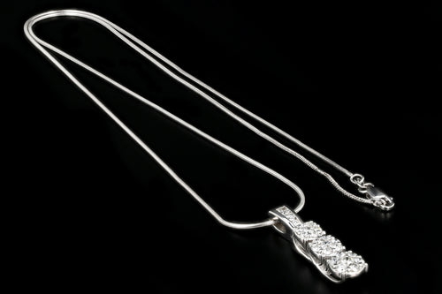Modern 14K White Gold Past Present Future Pave Set 1 CTW Diamond Necklace - Queen May