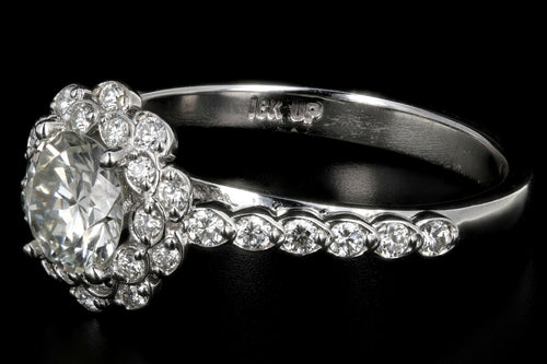 Modern 18K White Gold .74 Carat Round Cut Diamond Burst Engagement Ring - Queen May