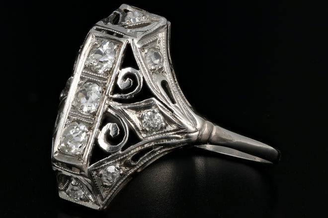 Art Deco Platinum 1/2 Carat 3 Stone Diamond Ring c.1920's - Queen May