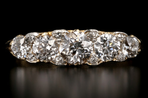 Victorian 18k Yellow Gold and Platinum 1.90CTW Old European Cut Diamond Band - Queen May