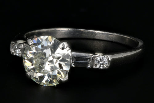 Mid Century Platinum 1.35 Carat Diamond Engagement Ring GIA Certified - Queen May