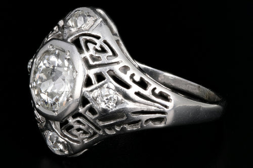 Art Deco 14K White Gold 1CT Old European Cut Diamond Ring - Queen May