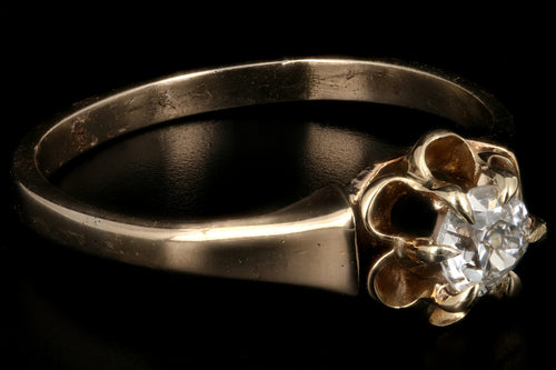 Victorian Buttercup Mounting 14K Yellow Gold .25CT Old European Cut Diamond Ring - Queen May