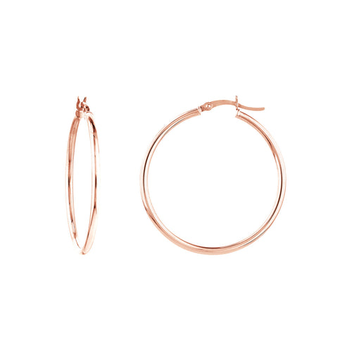 14K White, Yellow, or Rose Gold Hoop Earrings 2 X 35mm - Queen May