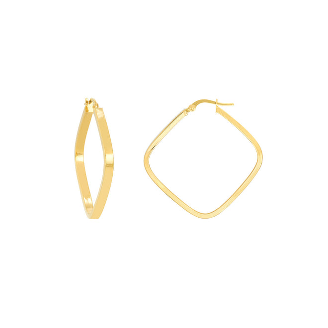 14K Yellow Gold Large Square Hoop Earrings - Queen May