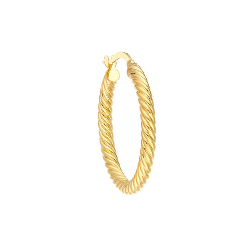 14K Yellow Gold Rope Twist Round Hoop Earrings - Queen May