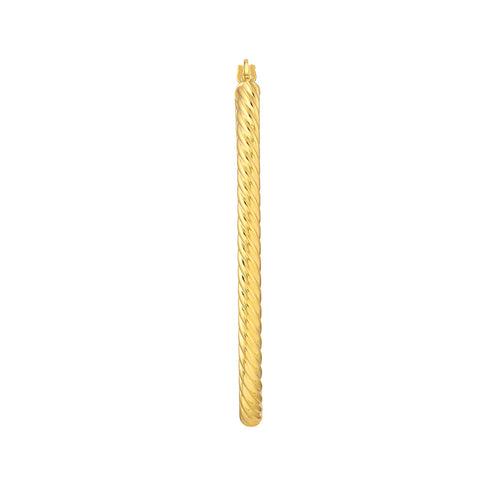 14K Yellow Gold Oval Rope Twist Hoop Earrings - Queen May