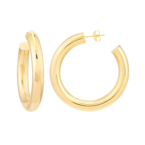 14K Yellow Gold Large Open Hoop Earrings - Queen May