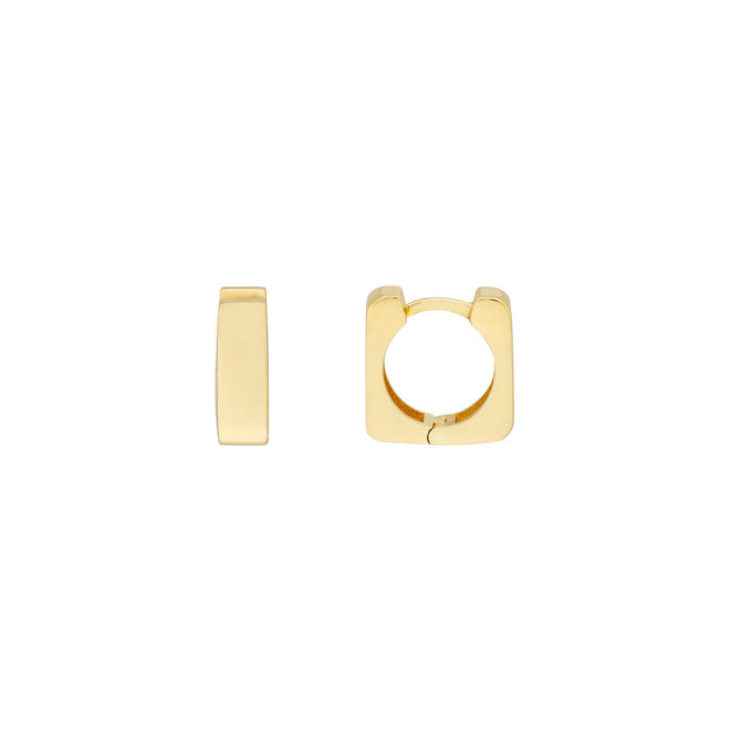 14K Yellow Gold 10.50mm Square Huggie Hoop Earrings - Queen May