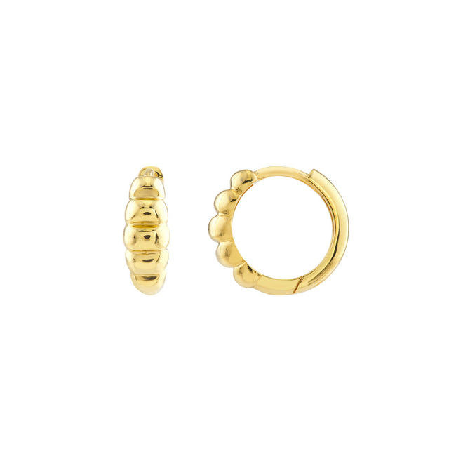 14K Yellow Gold Mini Croissant Huggie Earrings - Queen May