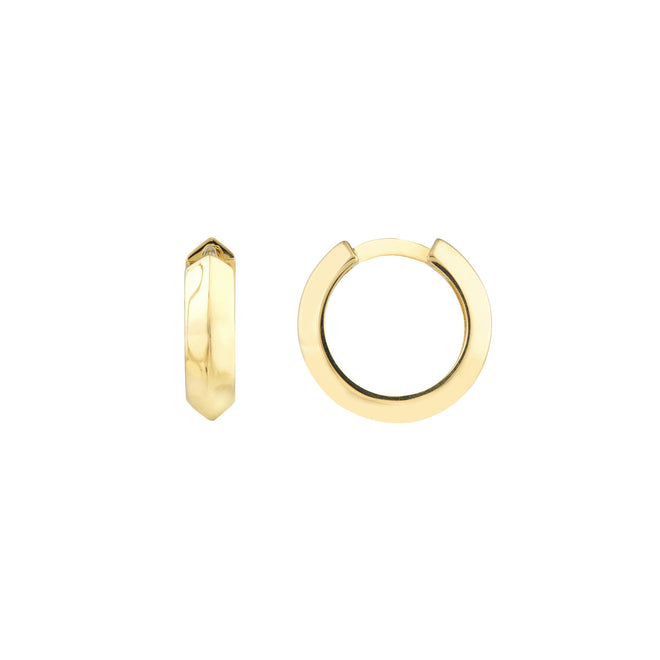 14K Yellow Gold 3.5x13.5mm Knife Edge Polished Huggie Hoop Earrings - Queen May