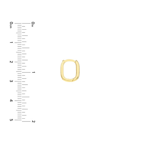 14K Yellow Gold 8mm Diamond Channel Oblong Hoop Earrings - Queen May