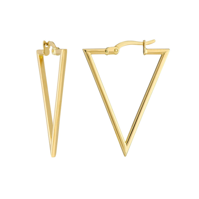 14K Yellow Gold 20mm Triangle Hoops - Queen May