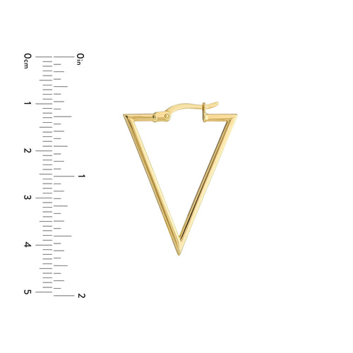 14K Yellow Gold 20mm Triangle Hoops - Queen May