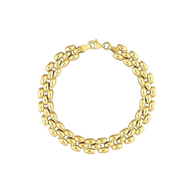 14K Yellow Gold Multi Row Polished Link Bracelet - Queen May