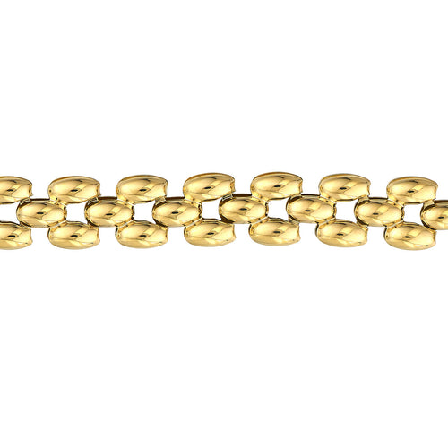 14K Yellow Gold Multi Row Polished Link Bracelet - Queen May
