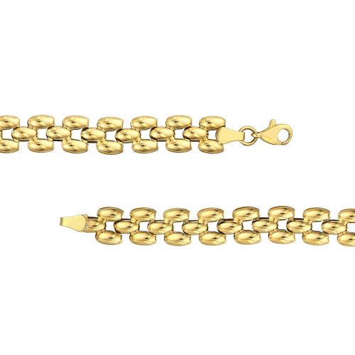 14K Yellow Gold Multi Row Polished Link Bracelet - Queen May