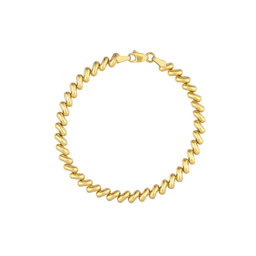 14K Yellow Gold Polished San Marco Link Bracelet - Queen May