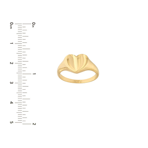 14K Yellow Gold Signet Mini Heart Engravable Ring - Queen May