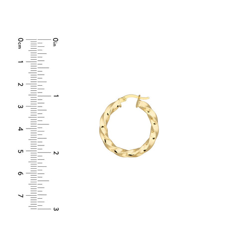 14K Yellow Gold 3x20mm Tight Twist Round Hoop Earring - Queen May