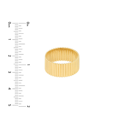 14K Yellow Gold Ribbed Wide Band - Queen May