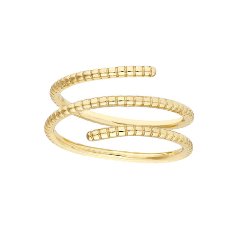 14K Yellow Gold Textured Wrap Ring - Queen May
