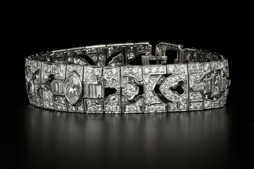 Art Deco Platinum 14 CTW Diamond Bangle Bracelet - Queen May
