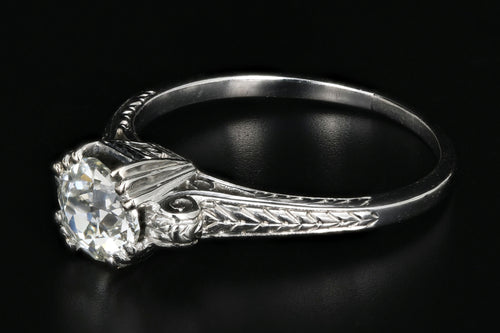 Edwardian Platinum .97 Carat Old European Diamond Cut Ring - Queen May