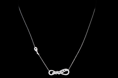 Modern 14K White Gold Diamond Infinity Necklace - Queen May