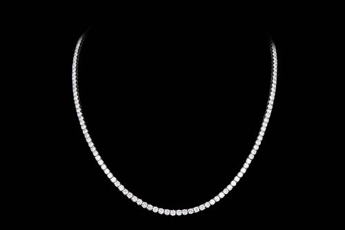 New 14K White Gold 18.98 Carat Total Weight Diamond Tennis Necklace - Queen May