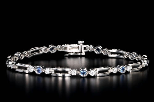 14K White Gold Natural Sapphire & Diamond Bracelet - Queen May