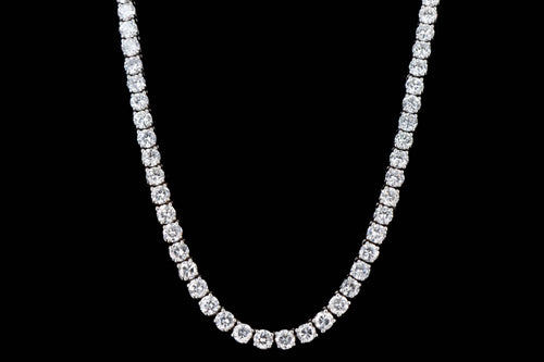 New 14K White Gold 18.98 Carat Total Weight Diamond Tennis Necklace - Queen May