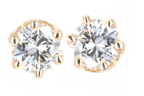 14K Yellow Gold .52 Carat Total Weight Diamond Stud Earrings - Queen May