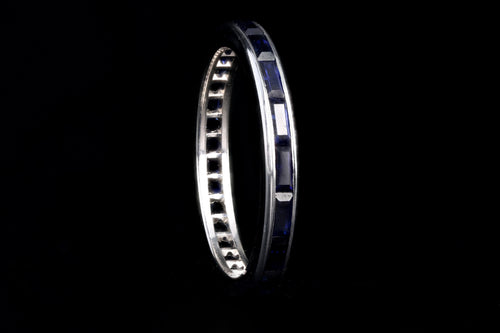 Art Deco 14K White Gold Baguette Cut Synthetic Sapphire Channel Eternity Band - Queen May