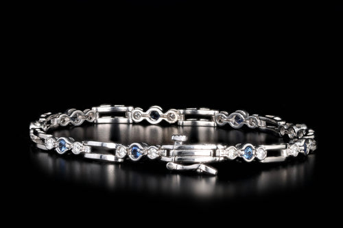 14K White Gold Natural Sapphire & Diamond Bracelet - Queen May