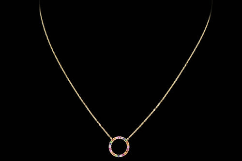 14K Yellow Gold Rainbow Circle Necklace - Queen May