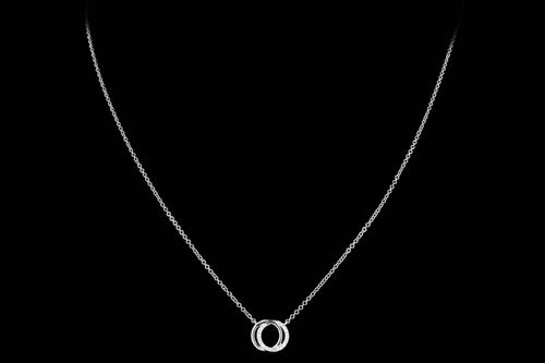 14K White, Yellow, or Rose Gold Diamond Love Knot Circle Necklace - Queen May