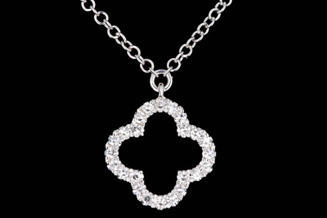 14K White Gold Mini Diamond Clover Necklace - Queen May