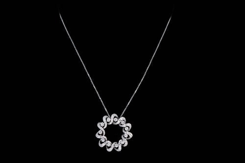 14K White Gold 1.5 Carat Total Weight Diamond Circle Pendant Necklace - Queen May