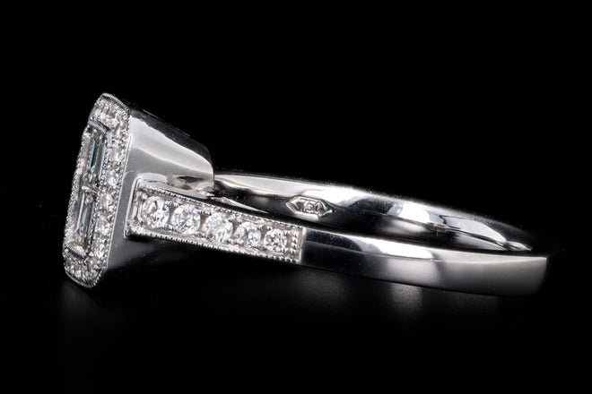 18K White Gold Baguette Diamond Cluster Engagement Ring - Queen May