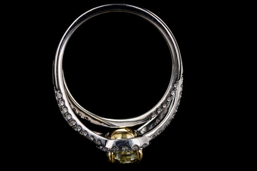 Modern 14K White Gold 1.50 Carat Fancy Yellow Cushion Diamond Engagement Ring - Queen May