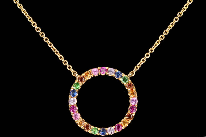 14K Yellow Gold Rainbow Circle Necklace - Queen May