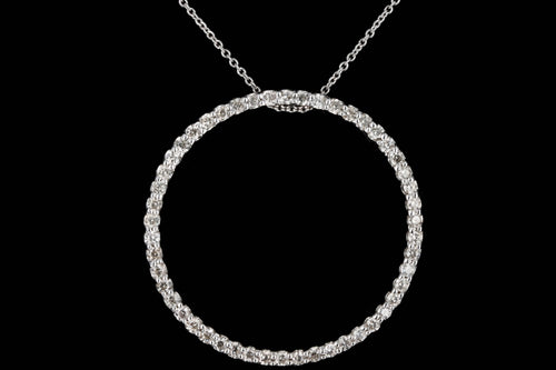 14K White Gold .50 Carat Total Weight Diamond Circle Pendant Necklace - Queen May