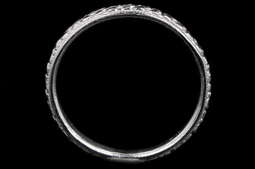 Art Deco Platinum Etched Wedding Band - Queen May